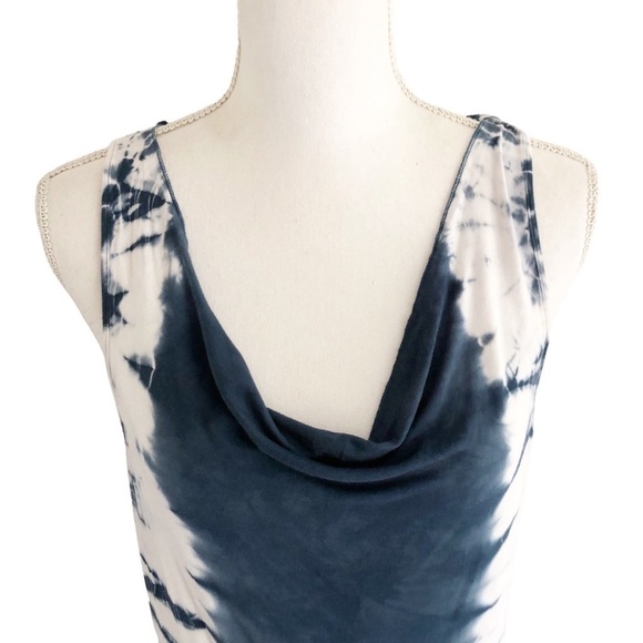 Chaser NWT Tie Dye Blue And White Cowl Neck Tank Dress Medium - Picture 4 of 8